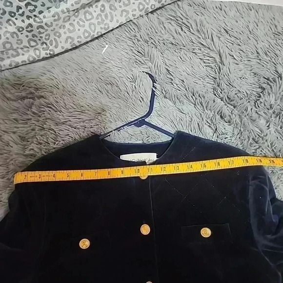 JH Collection Vintage 80s Velvet Quilted Blazer Military style Jacket. Size 10 - Picture 13 of 14